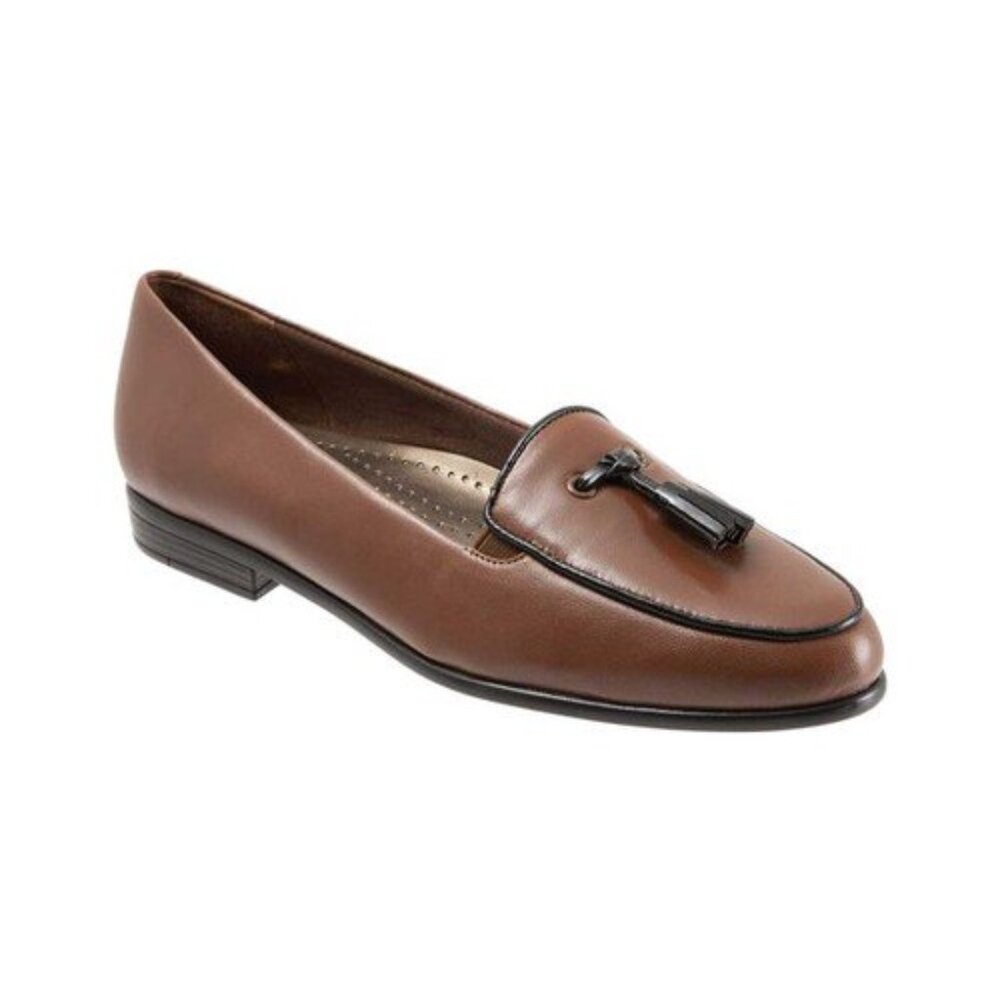 Trotters Leana Leather Flats - Dark Taupe, 12WW